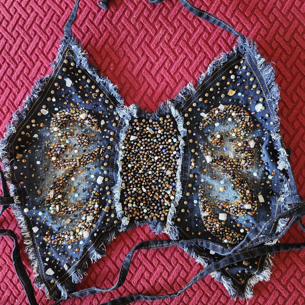 Sparkling Denim Halter Top